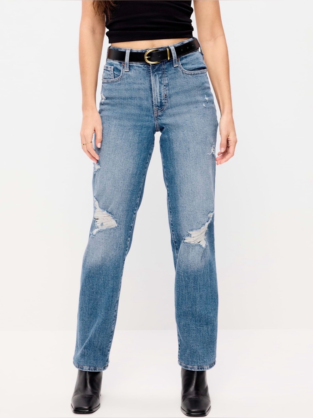 Old Navy OG Loose High Rise Distressed Straight Leg Jeans - Size 6